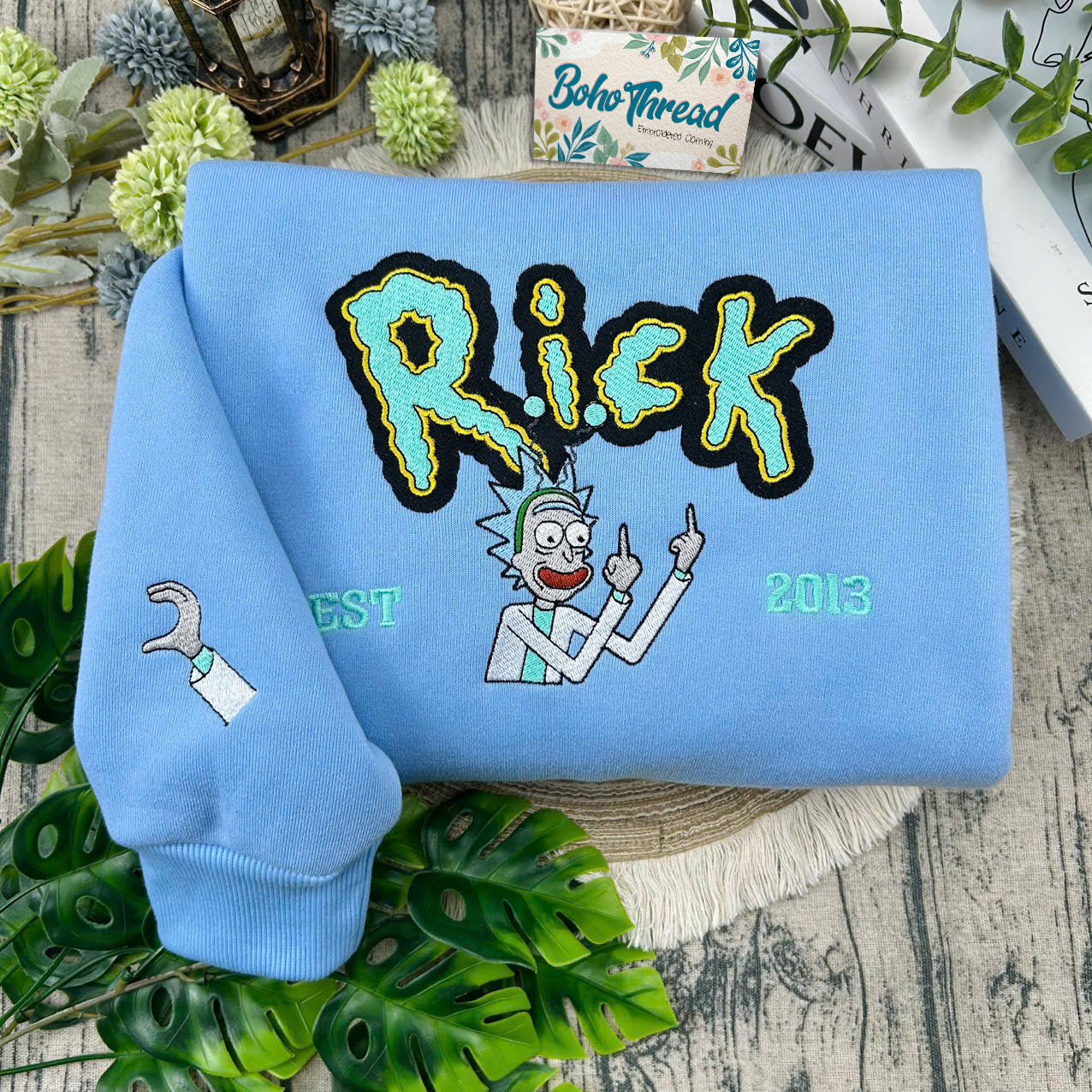 Personalized Rick and Morty Name Embroidered Couple Sweatshirts, Hoodies & T-shirts