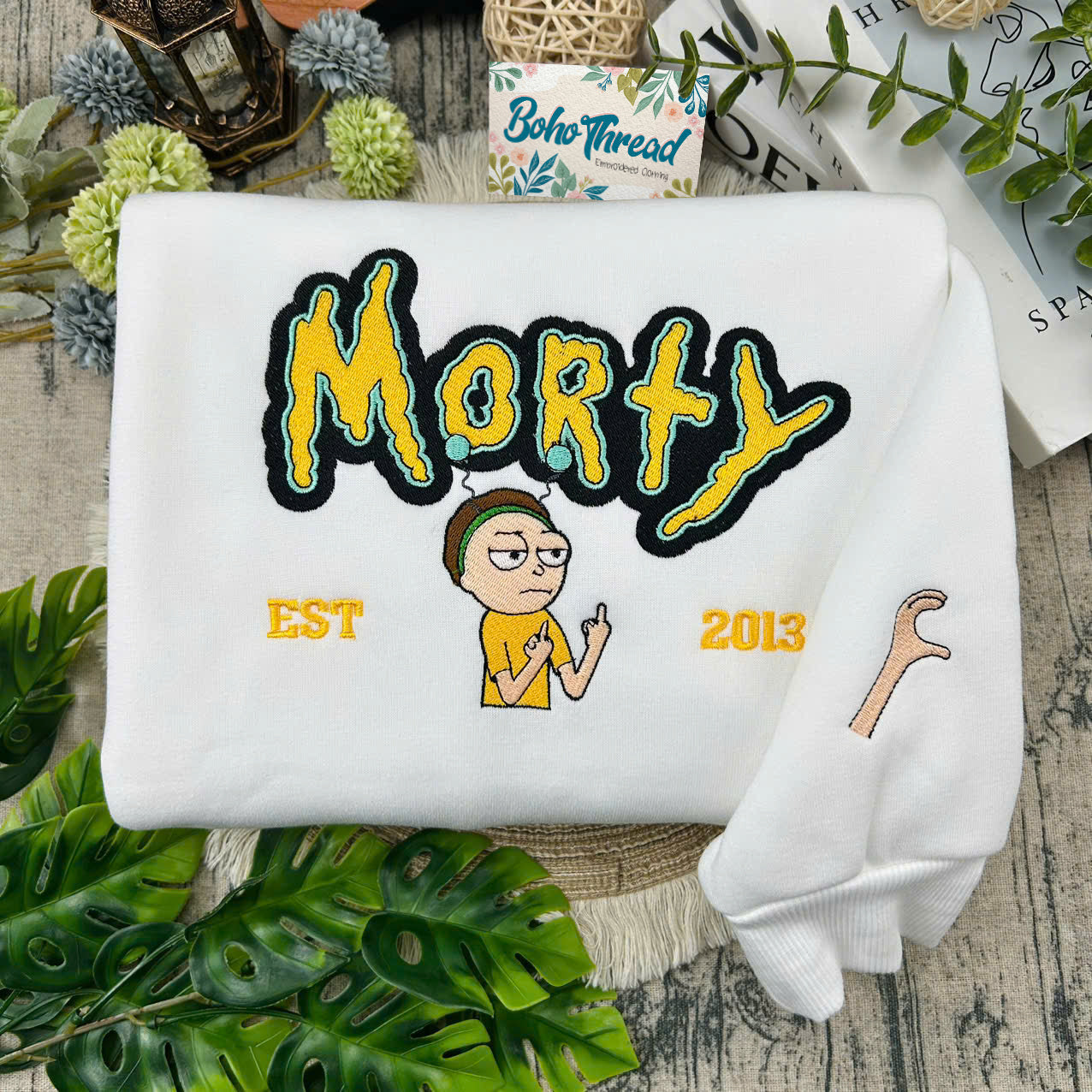 Personalized Rick and Morty Name Embroidered Couple Sweatshirts, Hoodies & T-shirts