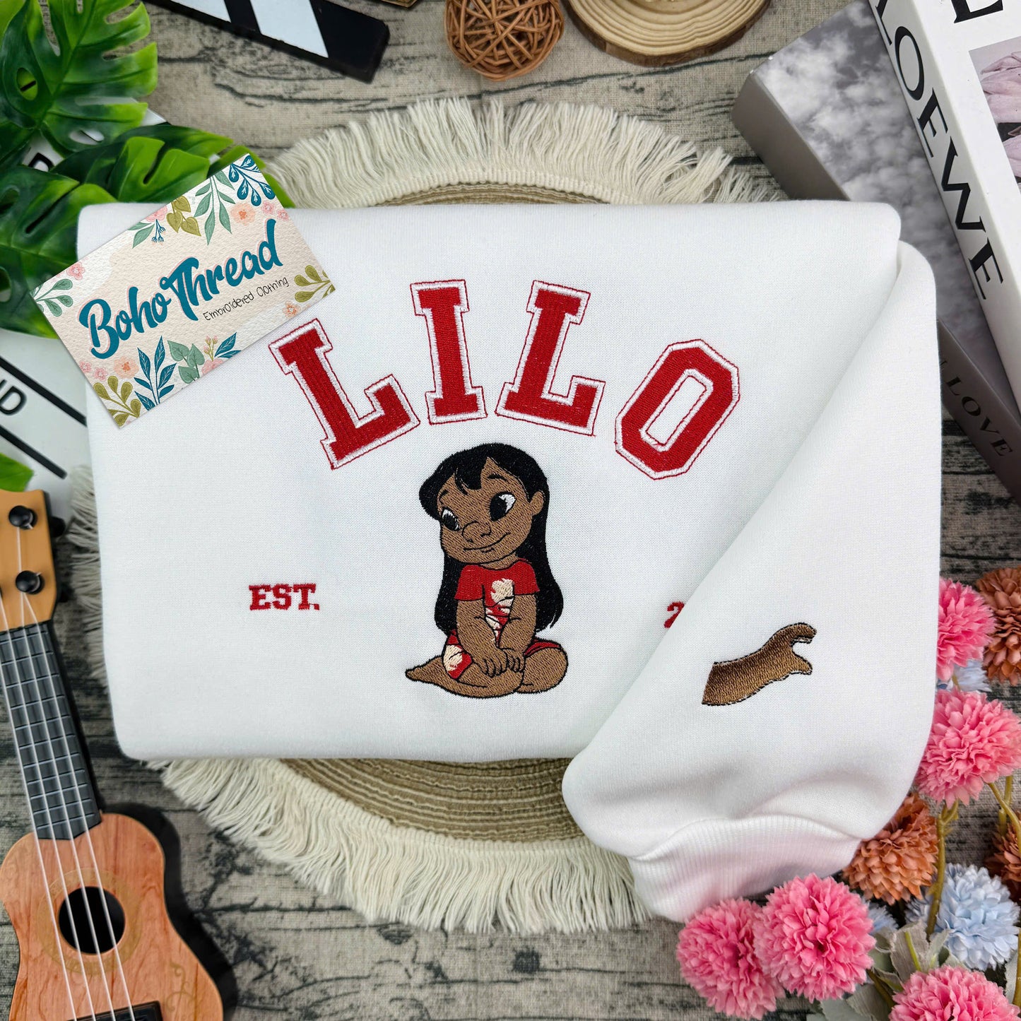 Disney Inspired Embroidered Sweatshirt, Hoodie, T-Shirt – Lilo, Stitch & Angel Design Gift