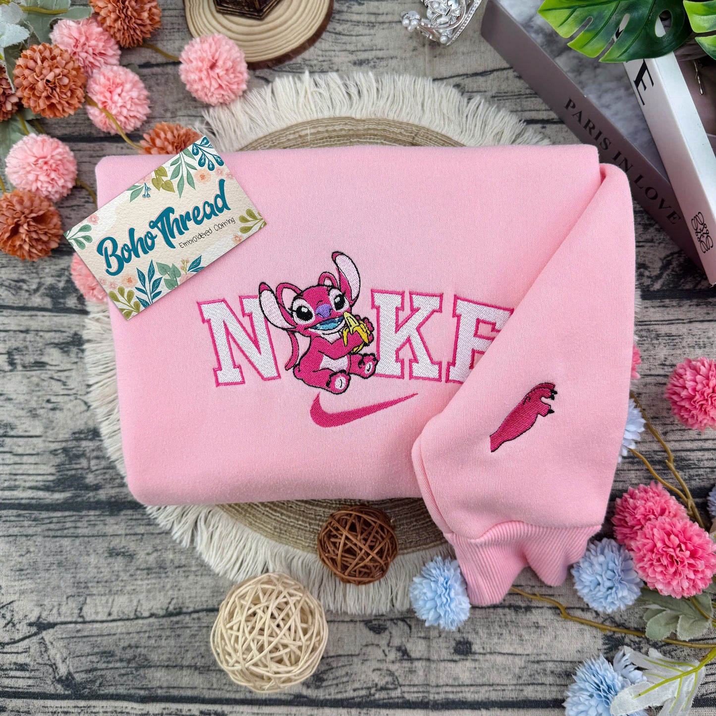 Stitch & Angel Embroidered Couple Sweatshirts, Hoodies & T-shirts