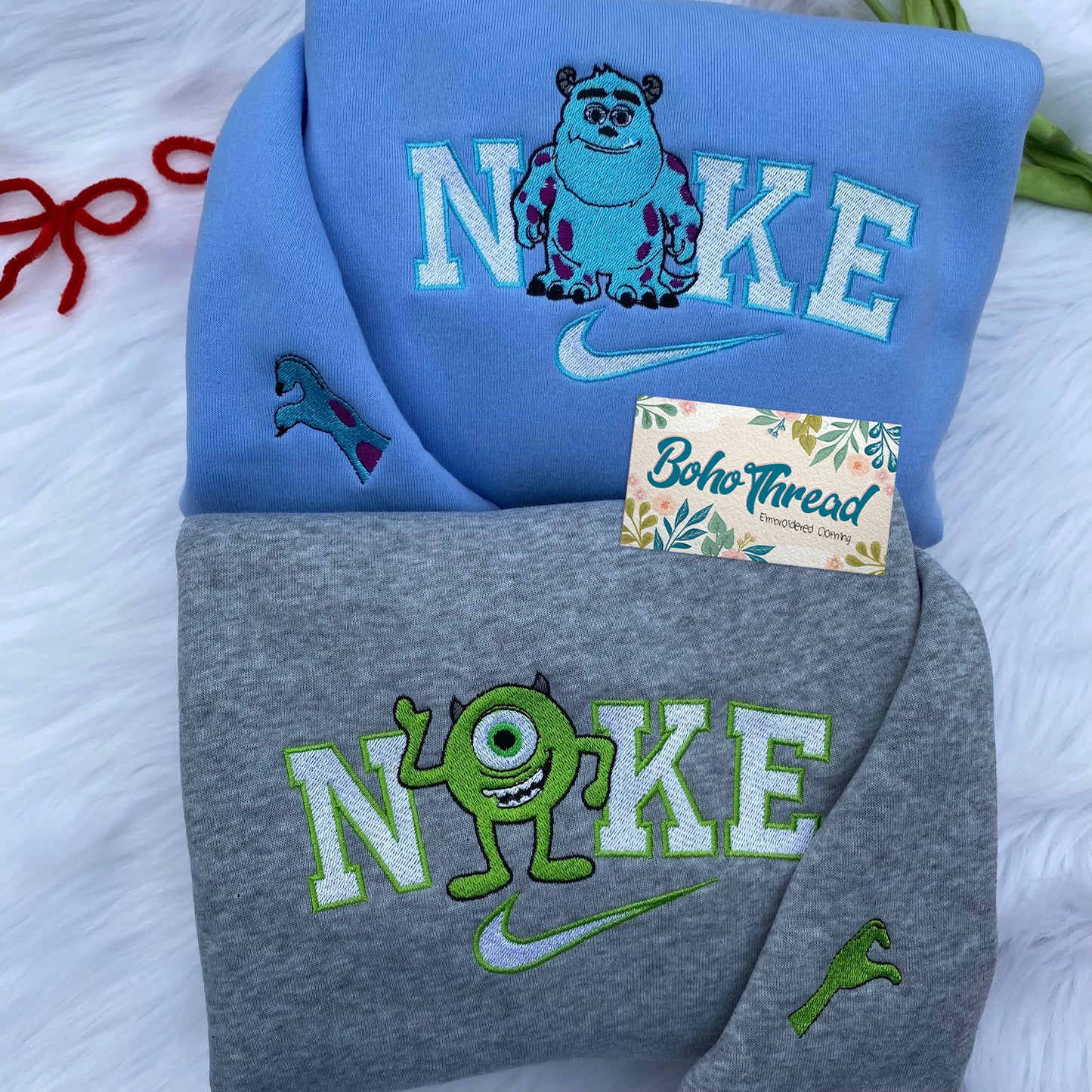 Disney Inspired Embroidered Sweatshirt, Hoodie, T-Shirt – Mike & Sulley Monsters, Inc. Design Gift