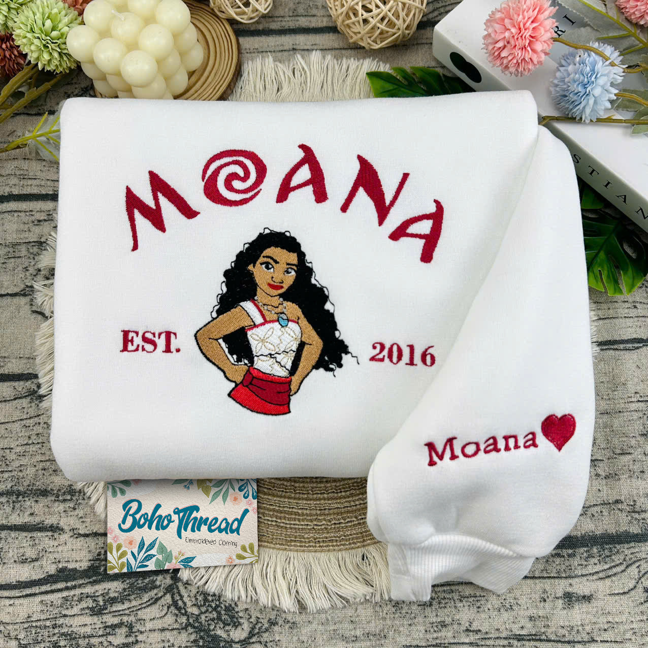 Disney Inspired Embroidered Sweatshirt, Hoodie, T-Shirt – Moana, Maui, Heihei & Pua Character Gift