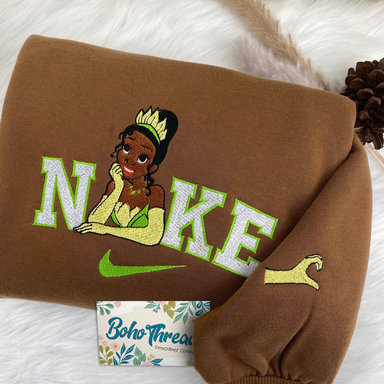 Disney Inspired Embroidered Sweatshirt, Hoodie, T-Shirt β Tiana & Cinderella Princess Design Gift