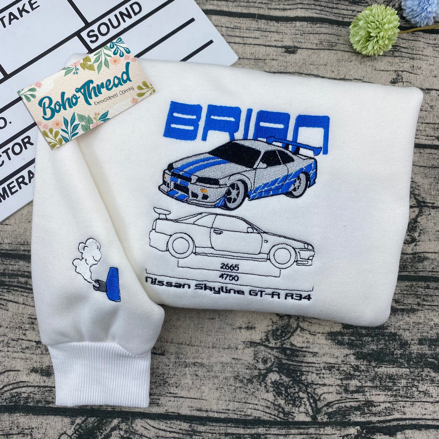 Fast & Furious Brian's Skyline & Dom's Charger Embroidered Couple Sweatshirts, Hoodies & T-shirts