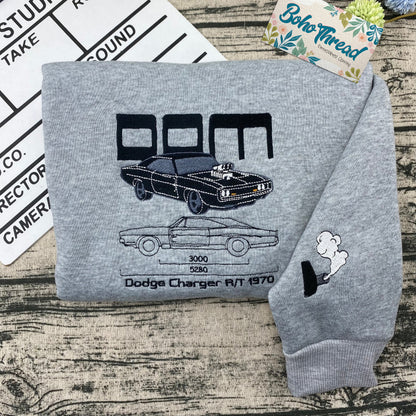 Fast & Furious Brian's Skyline & Dom's Charger Embroidered Couple Sweatshirts, Hoodies & T-shirts
