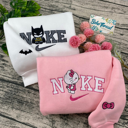 Hello Kitty & Batman Embroidered Couple Sweatshirts, Hoodies & T-shirts | Unique Duo