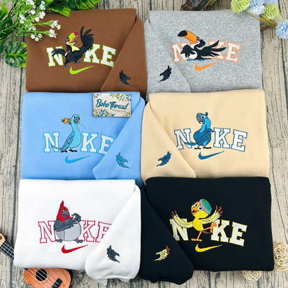 Rio Movie Blu, Jewel & Friends Embroidered Couple Sweatshirts, Hoodies & T-shirts