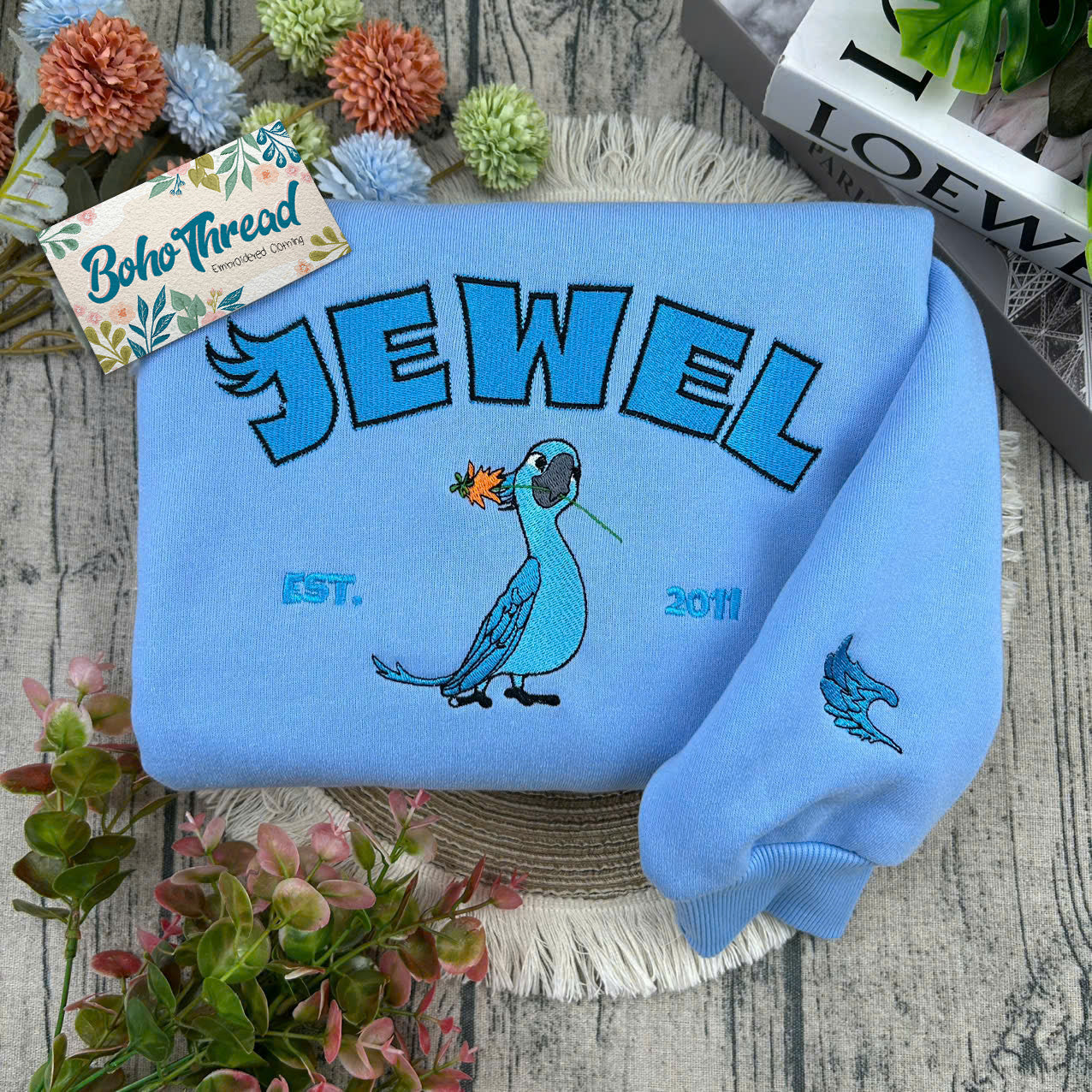 Personalized Rio Movie Blu & Jewel Embroidered Couple Sweatshirts, Hoodies & T-shirts