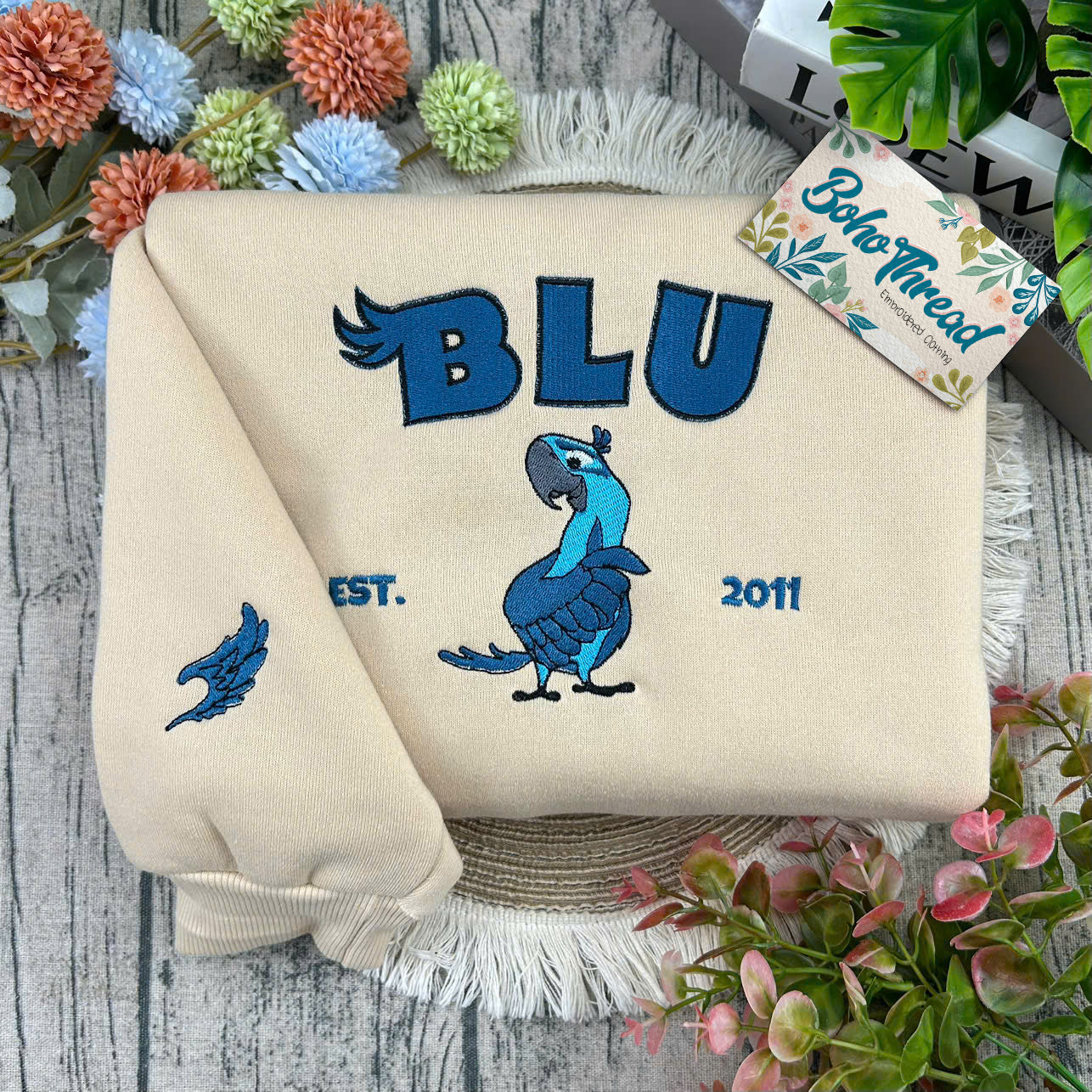 Personalized Rio Movie Blu & Jewel Embroidered Couple Sweatshirts, Hoodies & T-shirts