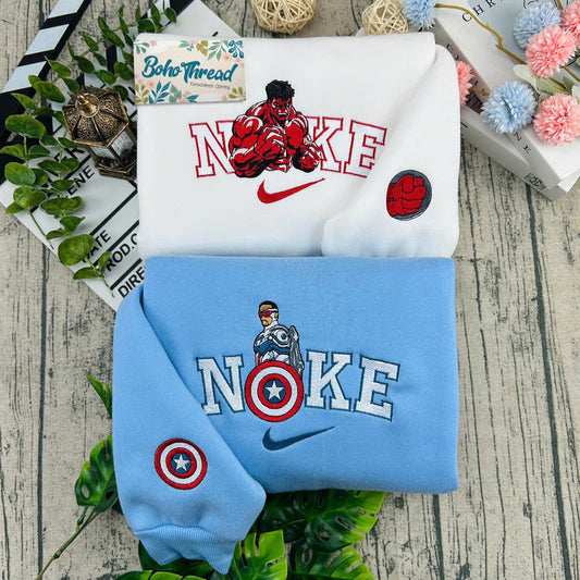 Captain America & Hulk Embroidered Couple Sweatshirts, Hoodies & T-shirts | Marvel Fan Gift