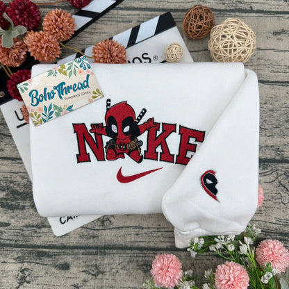 Chibi Deadpool & Lady Deadpool Embroidered Couple Sweatshirts, Hoodies & T-shirts