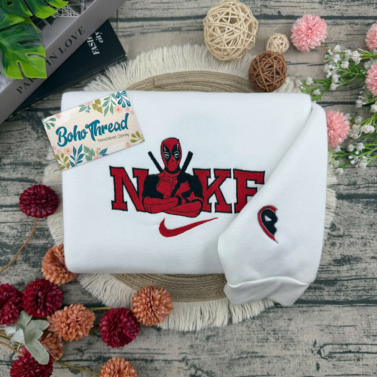 Deadpool & Lady Deadpool Embroidered Couple Sweatshirts, Hoodies & T-shirts