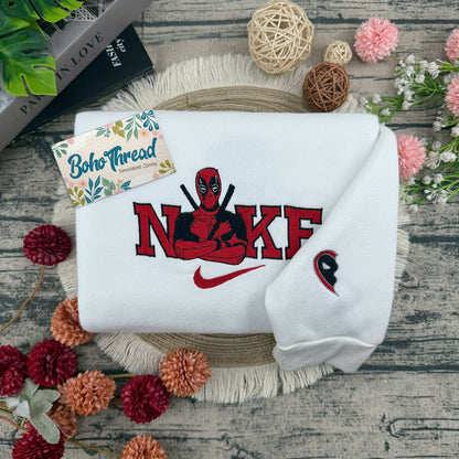 Deadpool & Lady Deadpool Embroidered Couple Sweatshirts, Hoodies & T-shirts