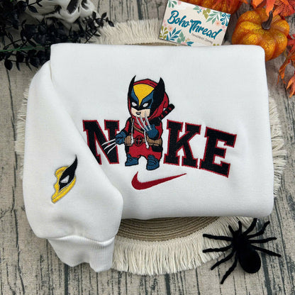 Chibi Deadpool & Wolverine Embroidered Couple Sweatshirts, Hoodies & T-shirts