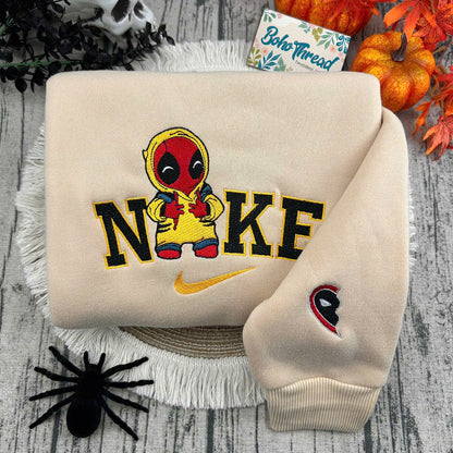 Chibi Deadpool & Wolverine Embroidered Couple Sweatshirts, Hoodies & T-shirts