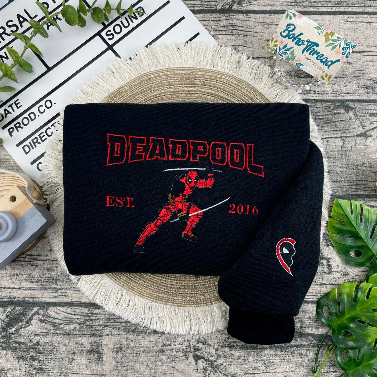 Personalized Deadpool & Wolverine Embroidered Name Couple Sweatshirts, Hoodies & T-shirts