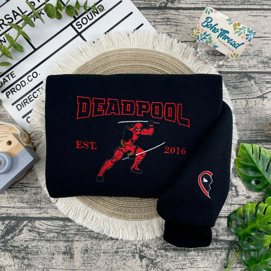 Personalized Deadpool & Wolverine Embroidered Name Couple Sweatshirts, Hoodies & T-shirts