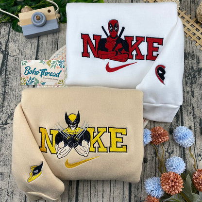 Deadpool & Wolverine Embroidered Couple Sweatshirts, Hoodies & T-shirts | Marvel Fan Gift