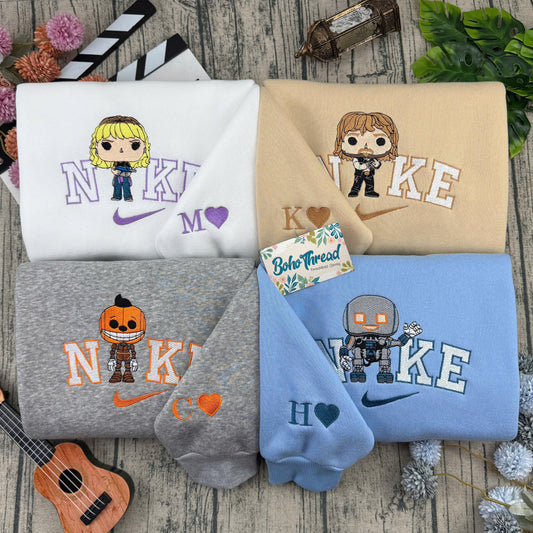 Funko Pop Style Rocker & Blonde Embroidered Couple Sweatshirts, Hoodies & T-shirts