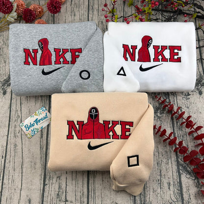 Squid Game Guard Shapes Embroidered Couple Sweatshirts, Hoodies & T-shirts