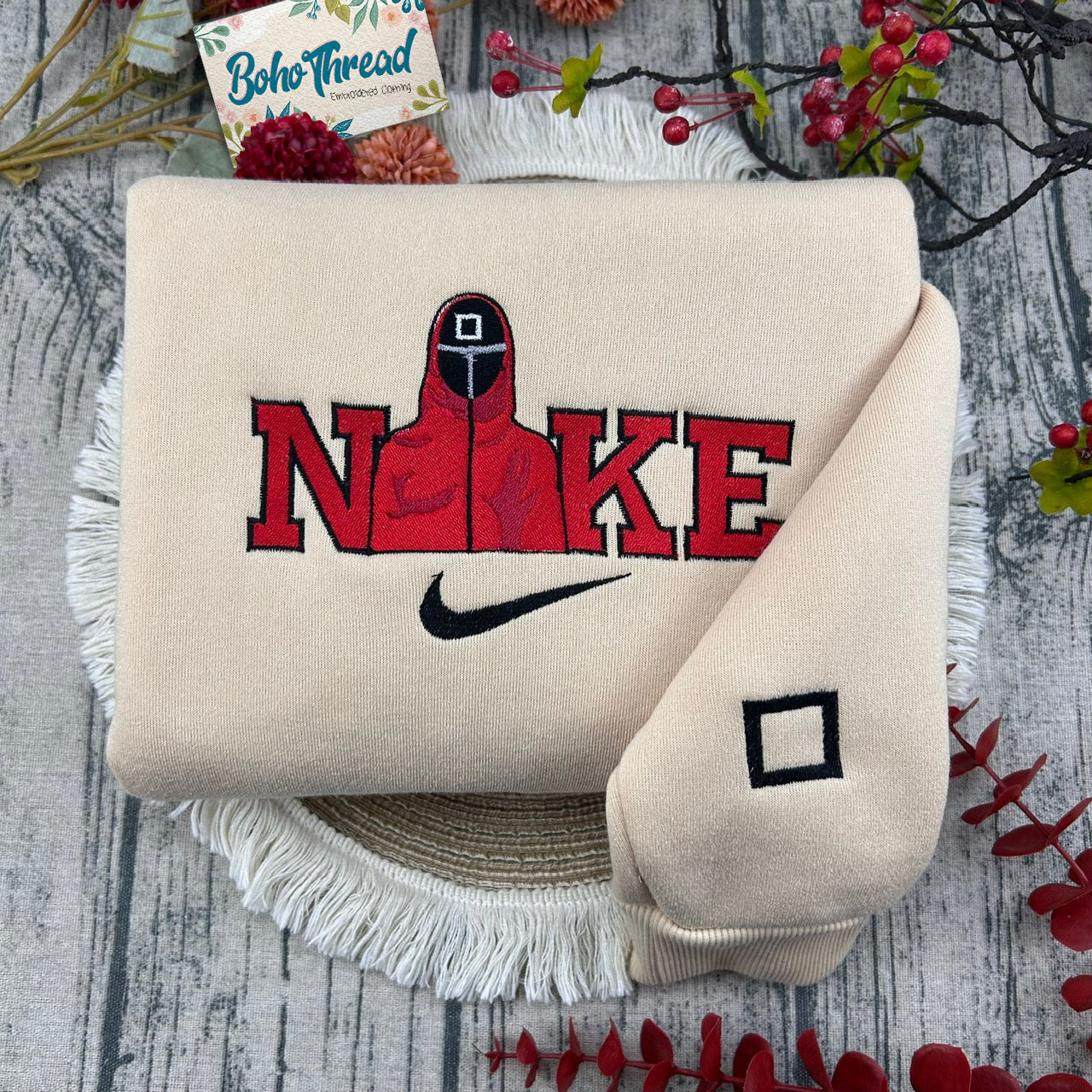 Squid Game Guard Shapes Embroidered Couple Sweatshirts, Hoodies & T-shirts