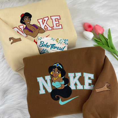 Disney Aladdin & Jasmine Embroidered Couple Sweatshirts, Hoodies & T-shirts