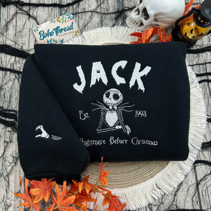 Personalized Jack & Sally Name Embroidered Couple Sweatshirts, Hoodies & T-shirts