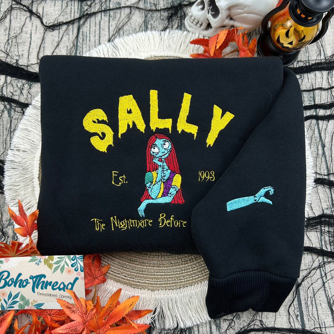 Personalized Jack & Sally Name Embroidered Couple Sweatshirts, Hoodies & T-shirts