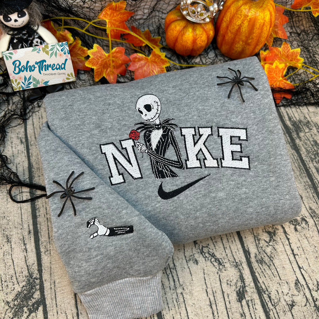 Nightmare Before Christmas Jack & Sally Embroidered Couple Sweatshirts, Hoodies & T-shirts