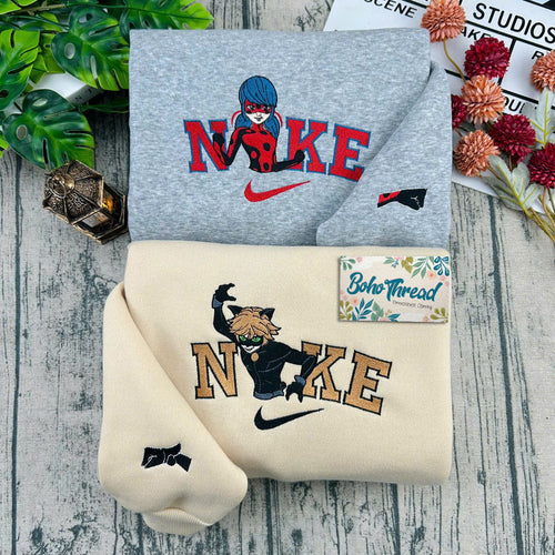 Miraculous Ladybug & Cat Noir Embroidered Couple Sweatshirts, Hoodies & T-shirts