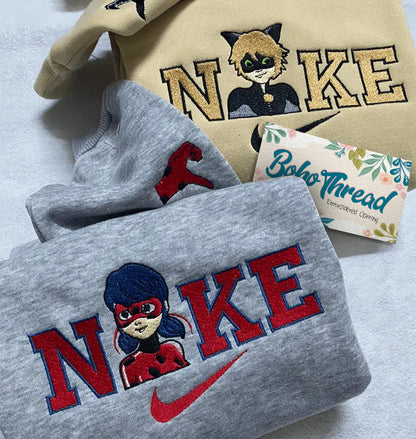 Miraculous Ladybug & Cat Noir Embroidered Couple Sweatshirts, Hoodies & T-shirts