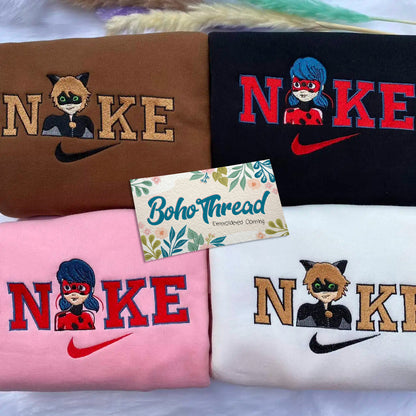 Miraculous Ladybug & Cat Noir Embroidered Couple Sweatshirts, Hoodies & T-shirts