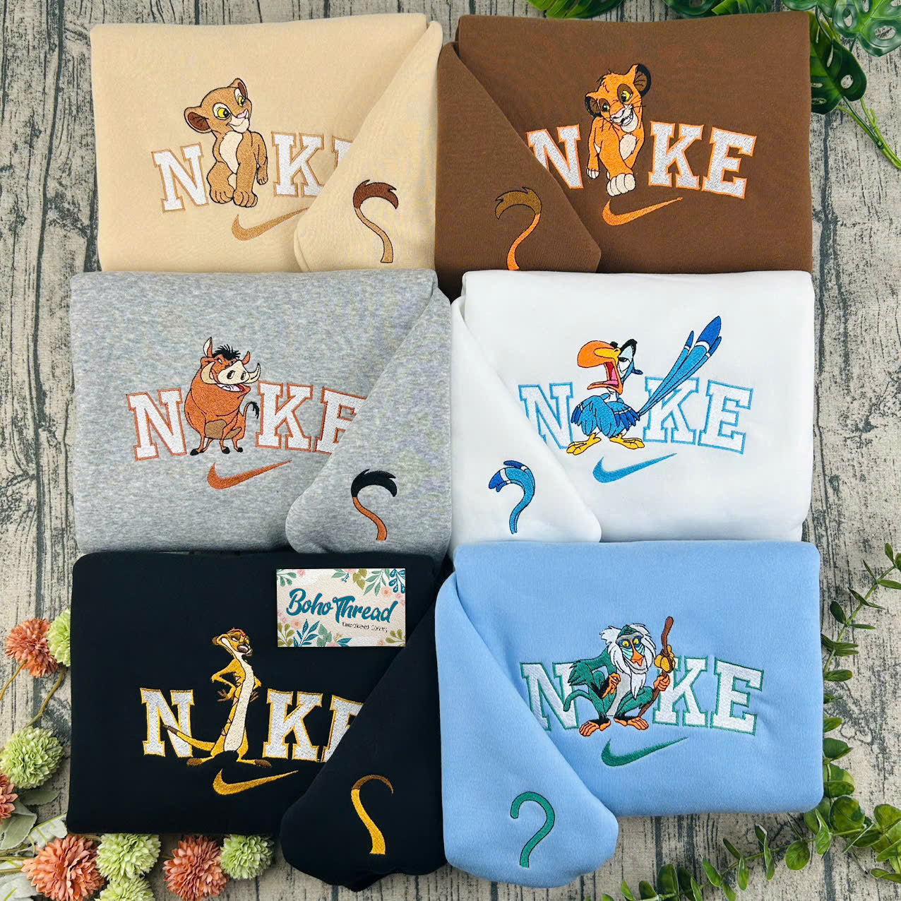 The Lion King Simba, Timon & Pumbaa Embroidered Couple Sweatshirts, Hoodies & T-shirts