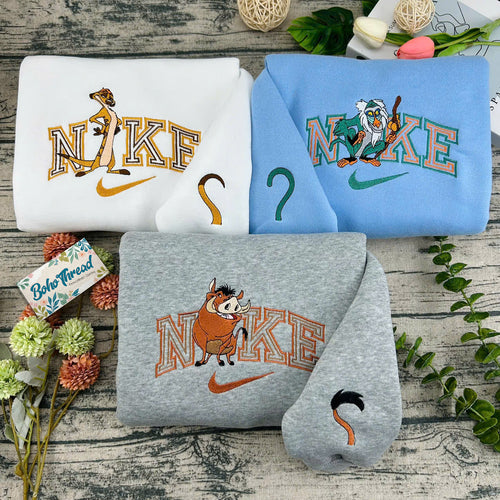 The Lion King Timon, Pumbaa & Rafiki Embroidered Couple Sweatshirts, Hoodies & T-shirts