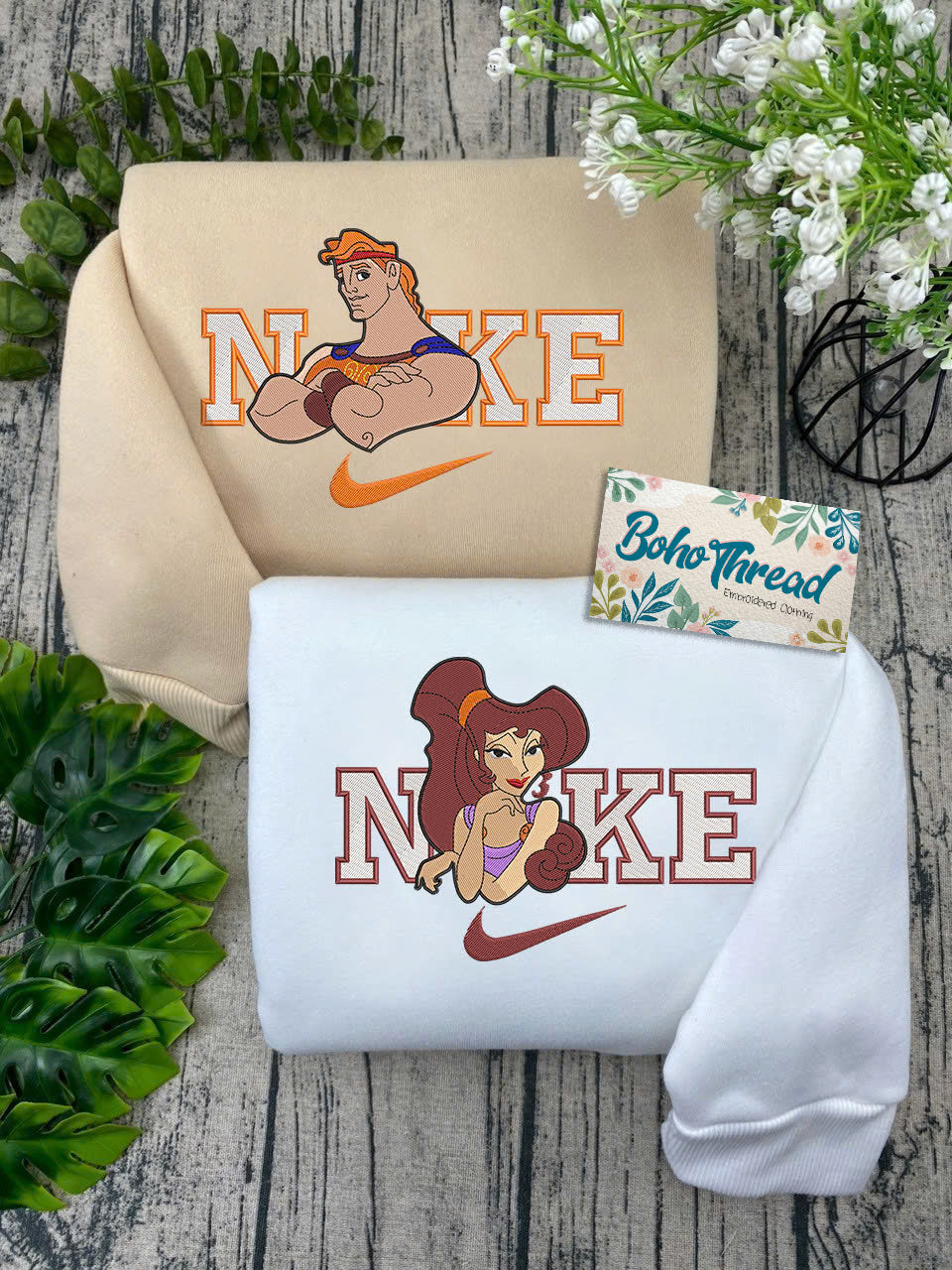 Disney Hercules & Megara Embroidered Couple Sweatshirts, Hoodies & T-shirts
