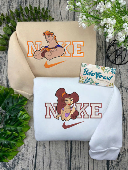 Disney Hercules & Megara Embroidered Couple Sweatshirts, Hoodies & T-shirts