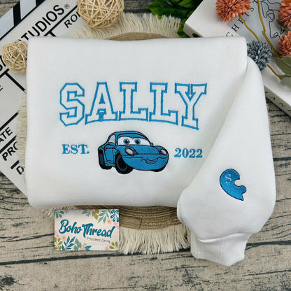 Cars Lightning McQueen & Sally Embroidered Couple Sweatshirts, Hoodies & T-shirts