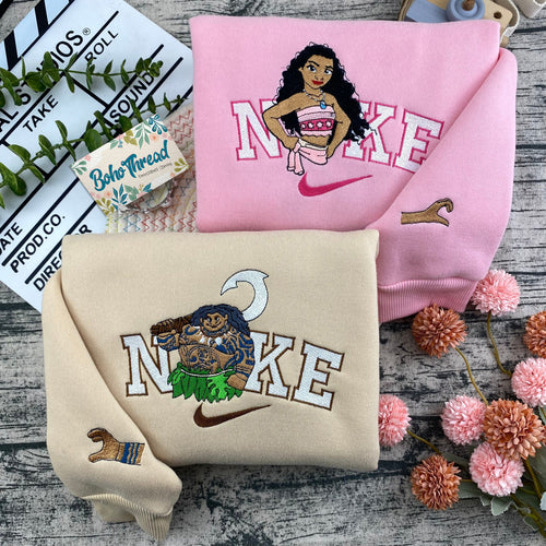 Disney Moana & Maui Embroidered Couple Sweatshirts, Hoodies & T-shirts