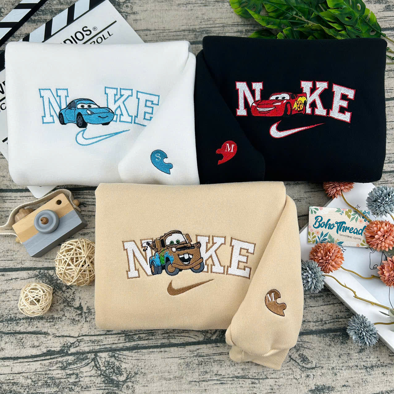 Cars Lightning McQueen & Sally Embroidered Couple Sweatshirts, Hoodies & T-shirts