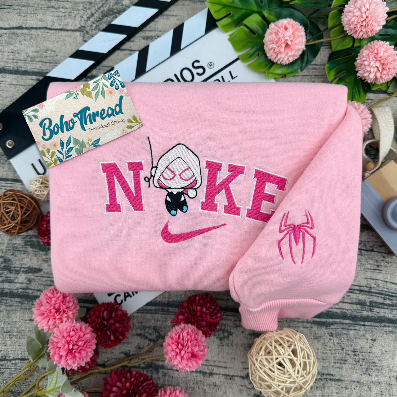 Chibi Spider-Verse Miles & Gwen Embroidered Couple Sweatshirts, Hoodies & T-shirts