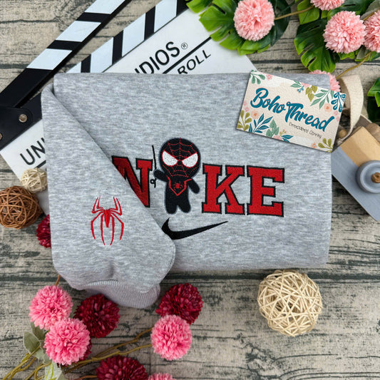 Chibi Spider-Verse Miles & Gwen Embroidered Couple Sweatshirts, Hoodies & T-shirts