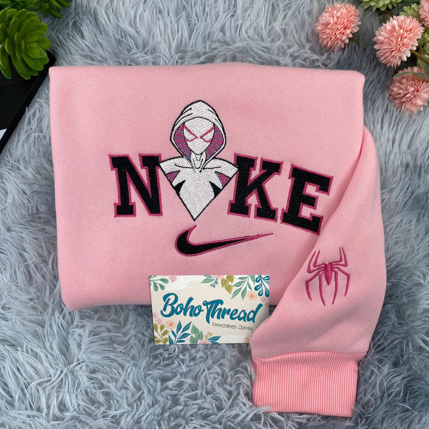 Spider-Verse Mask Embroidered Couple Sweatshirts, Hoodies & T-shirts | Miles & Gwen