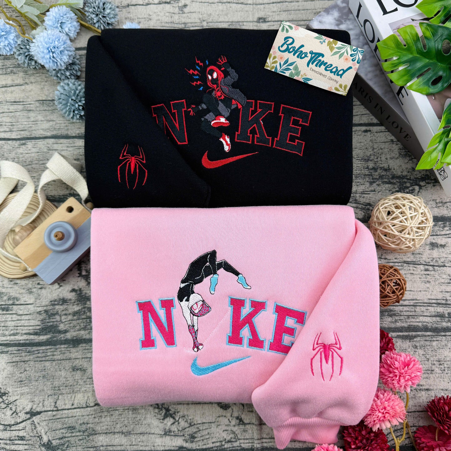 Cool Spider-Verse Miles & Gwen Embroidered Couple Sweatshirts, Hoodies & T-shirts