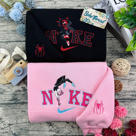 Cool Spider-Verse Miles & Gwen Embroidered Couple Sweatshirts, Hoodies & T-shirts