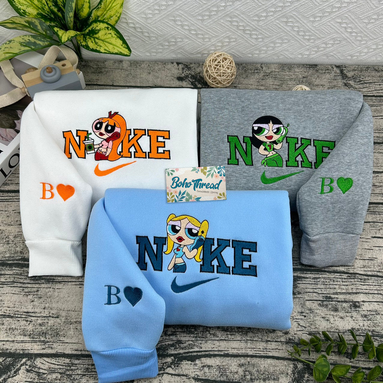 Powerpuff Girls Blossom, Bubbles & Buttercup Embroidered Sweatshirts, Hoodies & T-shirts