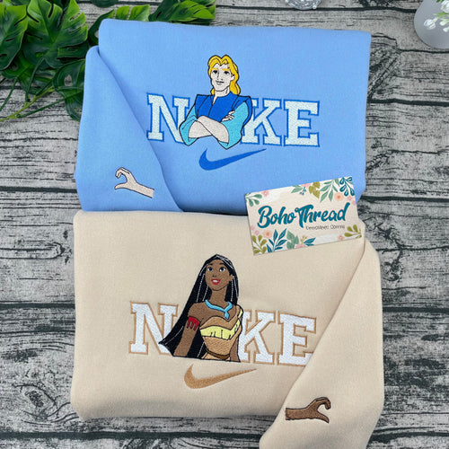 Disney Inspired Embroidered Sweatshirt, Hoodie, T-Shirt – Pocahontas & John Smith Couple Outfits