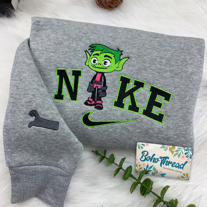 Raven & Beast Boy Couple Embroidered Sweatshirts, Hoodies & T-shirts | Teen Titans Go!