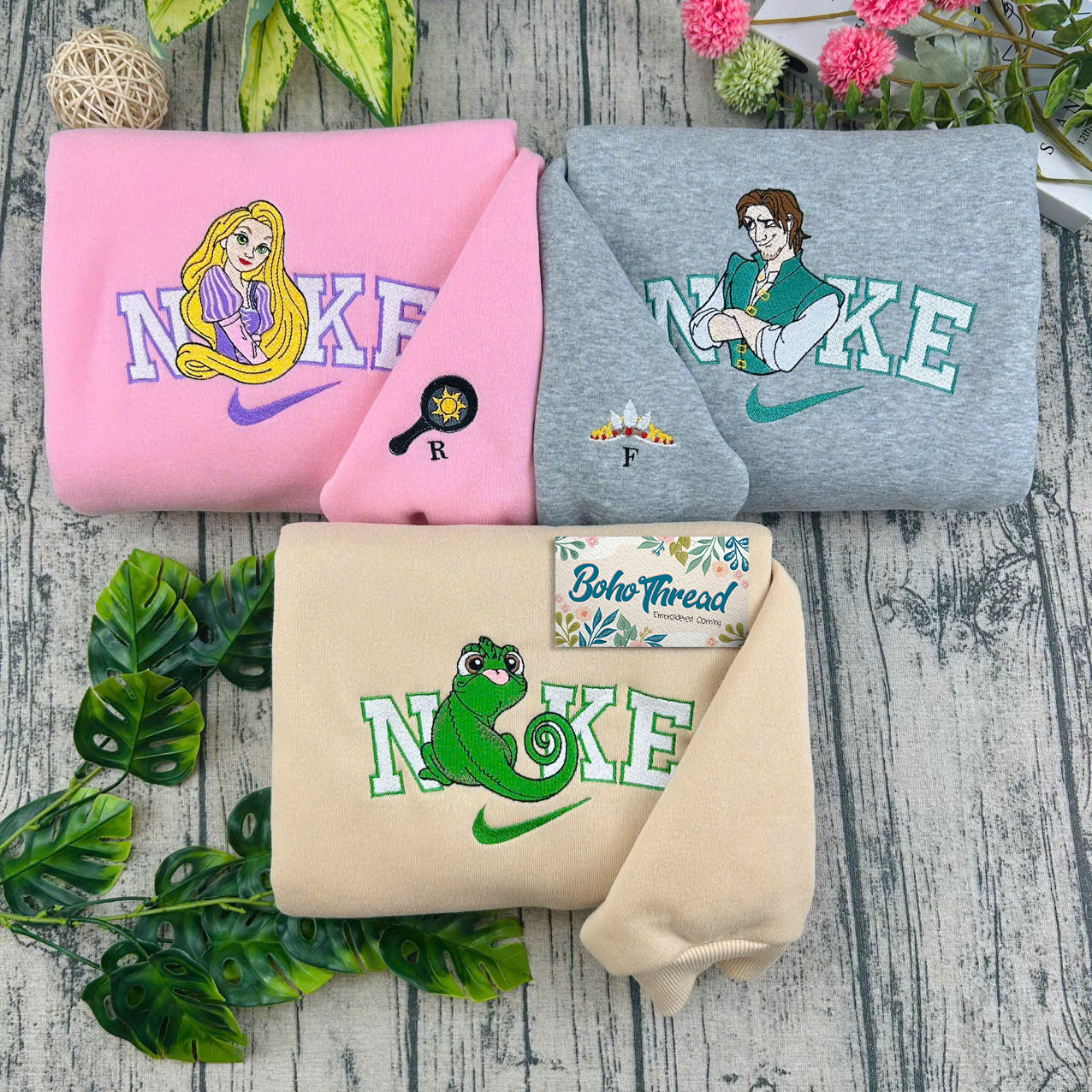 Tangled Rapunzel & Flynn Rider Embroidered Couple Sweatshirts, Hoodies & T-shirts