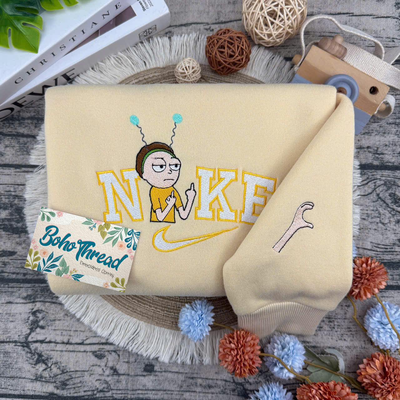 Rick & Morty Cartoon Embroidered Couple Sweatshirts, Hoodies & T-shirts