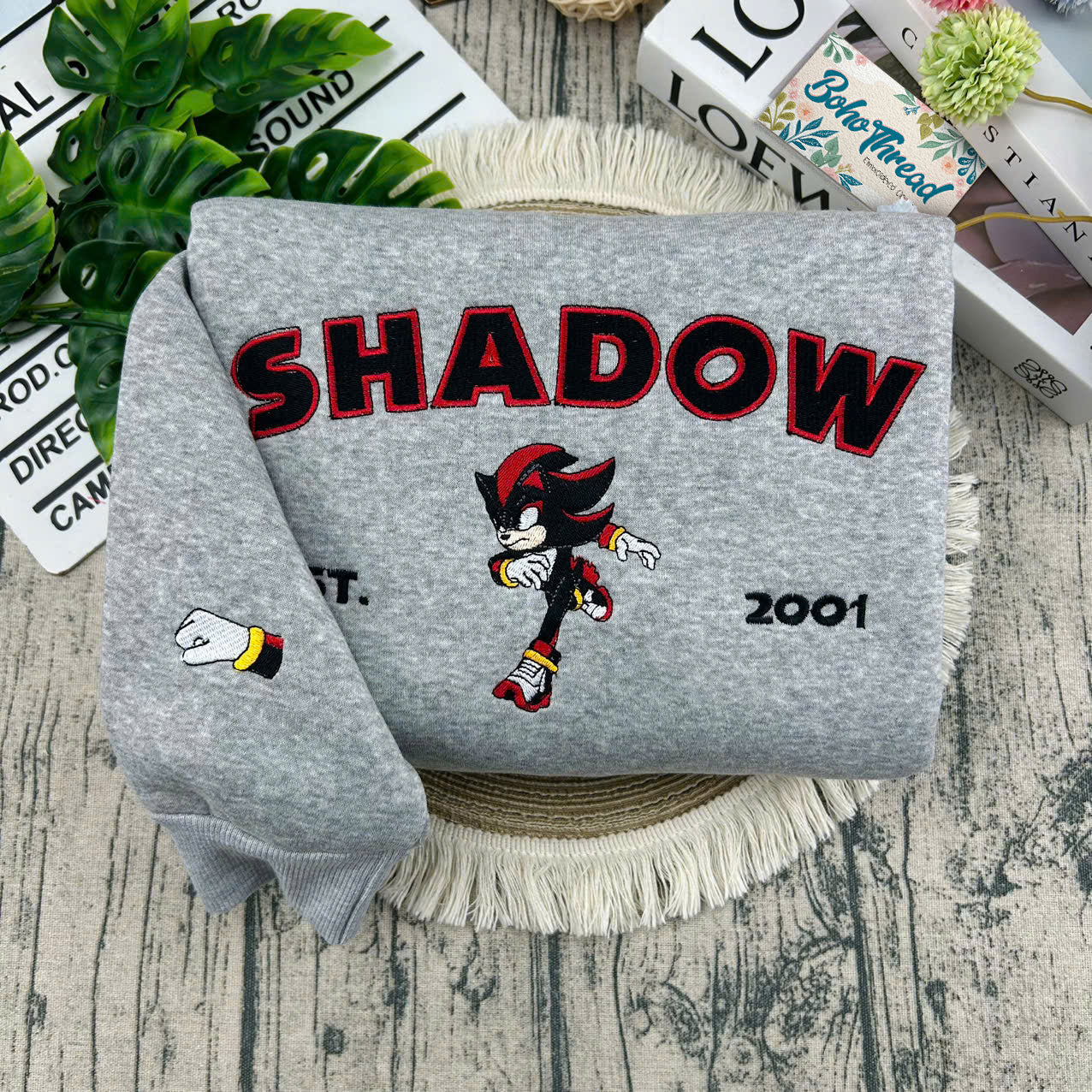 Game Inspired Embroidered Sweatshirt, Hoodie, T-Shirt – Sonic, Knuckles, Tails, Amy Rose & Shadow Gift